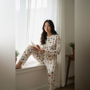 Hart + Land Bugs Long Sleeve Patterned Organic Pima Cotton Women’s Pajama Set S